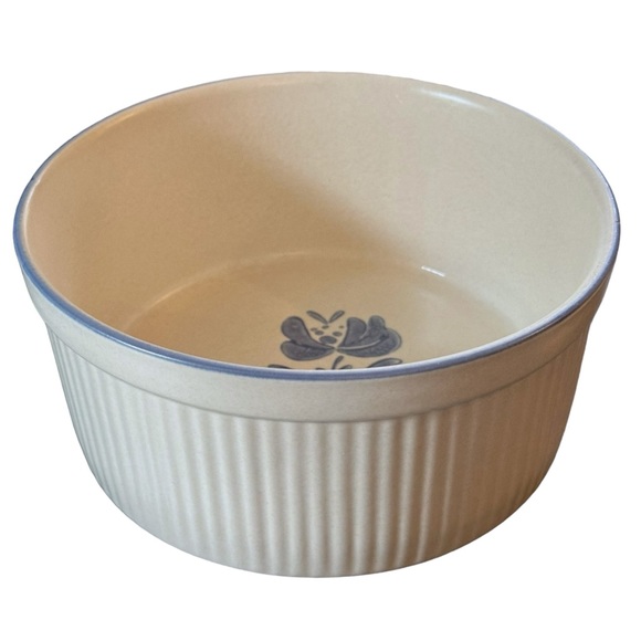 Pfaltzgraff Yorktowne Souffle Casserole Ribbed Baking Serving Blue Gray #406 USA - Picture 3 of 7